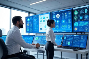 Engineers inspecting IOT based Energy Dashboard